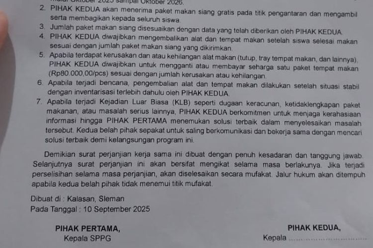7 Fakta Polemik Surat Perjanjian Program Makan Bergizi Gratis di Sleman